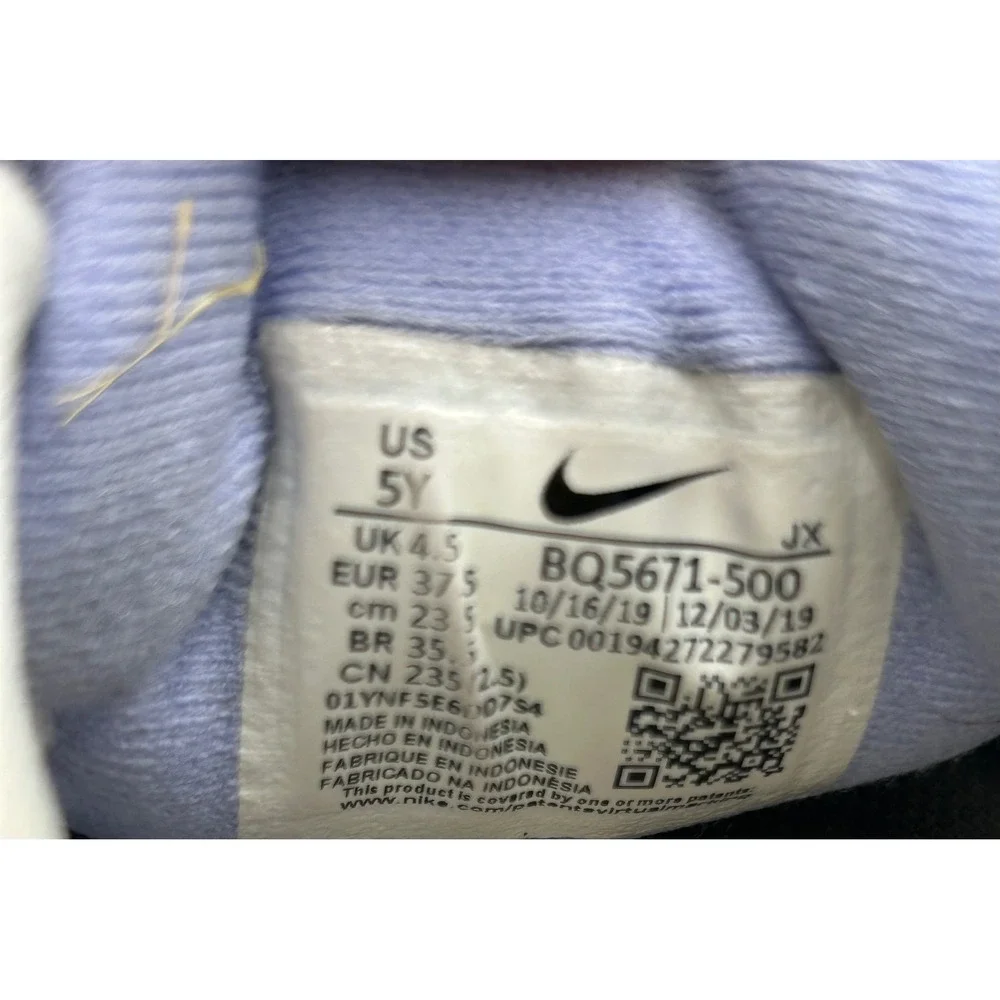 Nike Revolution 5 Purple Grey Running Shoes BQ5671-500 Kids Size 5Y Womens 6.5